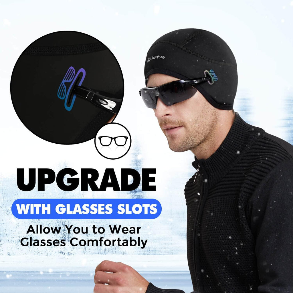 Hikenture Skull Cap Helmet Liner for Men and Women(2-Pack), Winter Thermal Cycling Cap for Men & Women, Running Cap for Men and Cycling Hat Beanie with Ponytail for Women