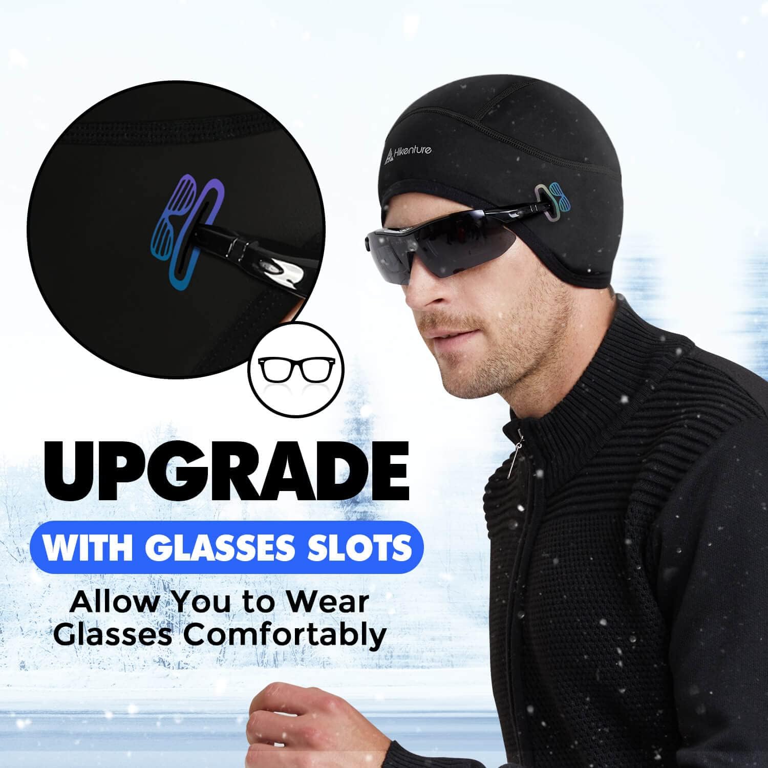 Hikenture Skull Cap Helmet Liner for Men and Women(2-Pack), Winter Thermal Cycling Cap for Men & Women, Running Cap for Men and Cycling Hat Beanie with Ponytail for Women