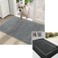 OLANLY Indoor Door Mat and Dog Door Mat, Indoor Door Mat Size 29.5x17 in Black and Dog Door Mat Size 30x20 in Grey, 2 Item Bundle