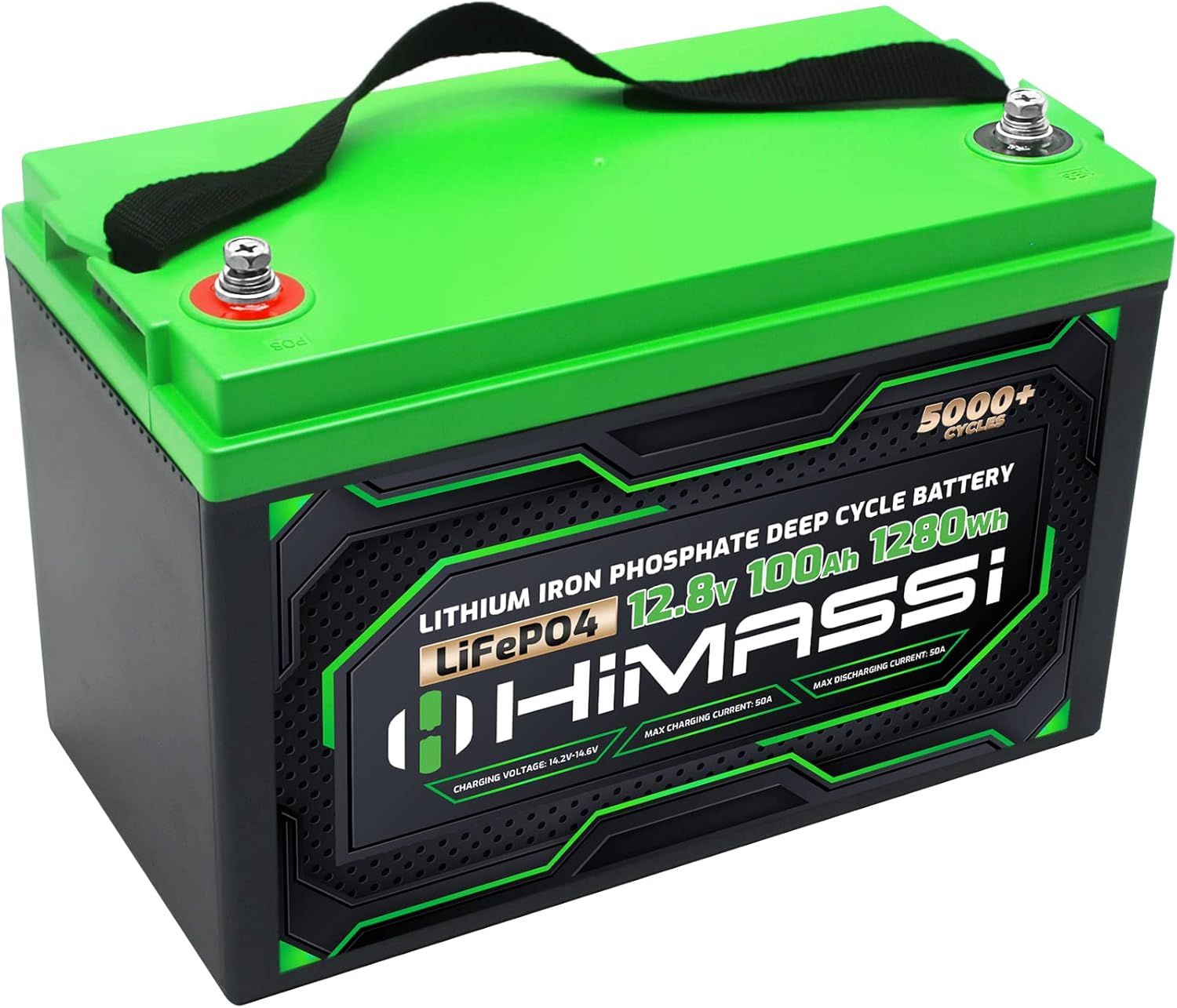 12V 100Ah LiFePO4 Battery 50A BMS Lithium Iron Phosphate Deep Cycle Battery Pack for Trolling Motor, Solar Energy Storage, RV, Camper, Marine, Home Backup, Off-Grid System, Lead Acid Replacement