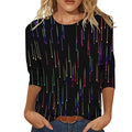 SHAOBGE Summer Outfits for Women 2024 Trendy Womens Casual Fashion Printing Crew Neck Three Quarter Sleeve
