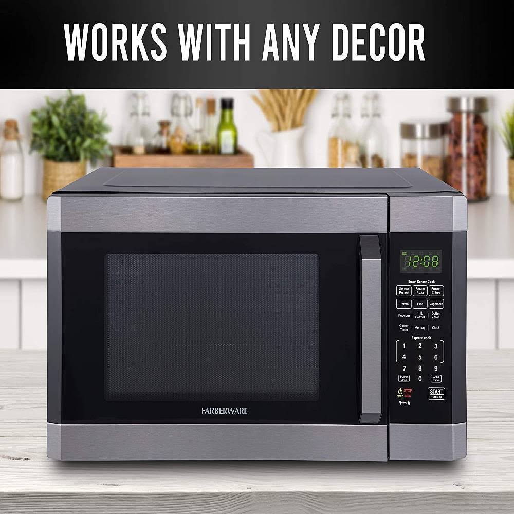 Farberware Professional 1.2 Cu. ft. 1100-Watt Microwave Oven with Sensor Cooking, Stainless Steel/Black, FMO12AHTBKE