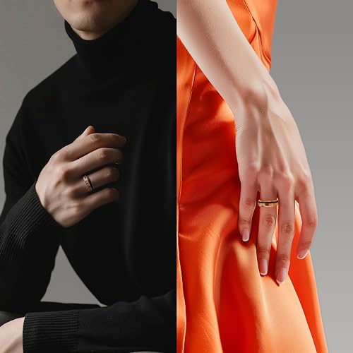 LerchPhi Matching 6mm & 8mm Tungsten Carbide Bands, His and Hers Wedding Ring Sets, Clear and Black CZ Stones Pave, Custom Engraveable