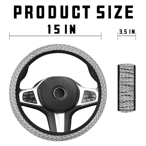 AUCELI 15 Inch Car Steering Wheel Cover, Anti-Slip Non-Slip Breathable Elastic Soft Comfortable Automotive Steering Wheel Protector Cover for Men Women, Vehicle Accessories Universal Fit
