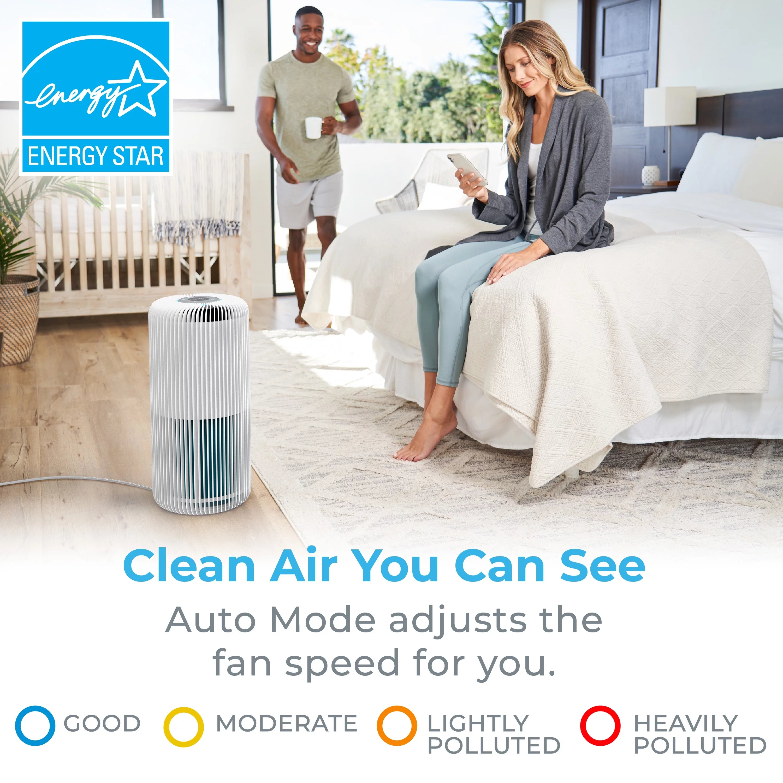 Pure Enrichment® PureZone™ Turbo Smart Air Purifier - 5 Stage Filtration, Smartphone Compatible, Auto Mode & Air Quality Indicator Light - Ideal for Large Rooms