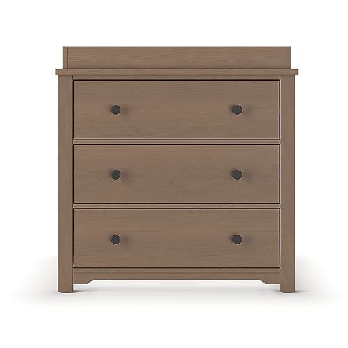 Child Craft Harmony 3 Drawer Dresser with Removable Changing Table Topper for Nursery or Bedroom, Plenty of Storage, Anti-Tip Kit Included to Prevent Tipping, Non-Toxic, Baby Safe Finish (Cool Gray)