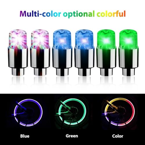 6 Pcs 2024 New Car Auto Flash Lights LED Car Bike Wheel Tire Tyre Valve Dust Cap Spoke Car Valve Stem Car Lights Hub Lamp Car Accessories