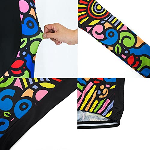 Women's Cycling Jersey Set Bike Shirt Long Sleeve Cycling Clothing Bicycle Bib Pants with 20D Gel Padded