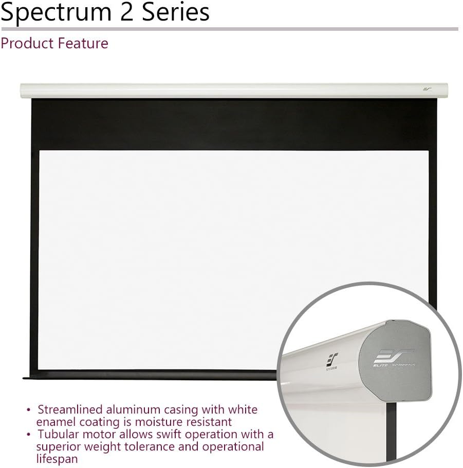 Elite Screens Spectrum 2, 100-inch 16:9, 12-inch Drop, Electric Motorized Drop Down Projection Projector Screen, SPM100H-E12