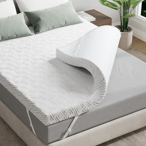 Memory Foam Mattress Topper - 3 Inch Gel Mattress Pad for Pressure Relief, Premium Soft Cooling Sleep Bed Topper, Non-Slip Design with Removable & Washable Cover, CertiPUR-US Certified, King