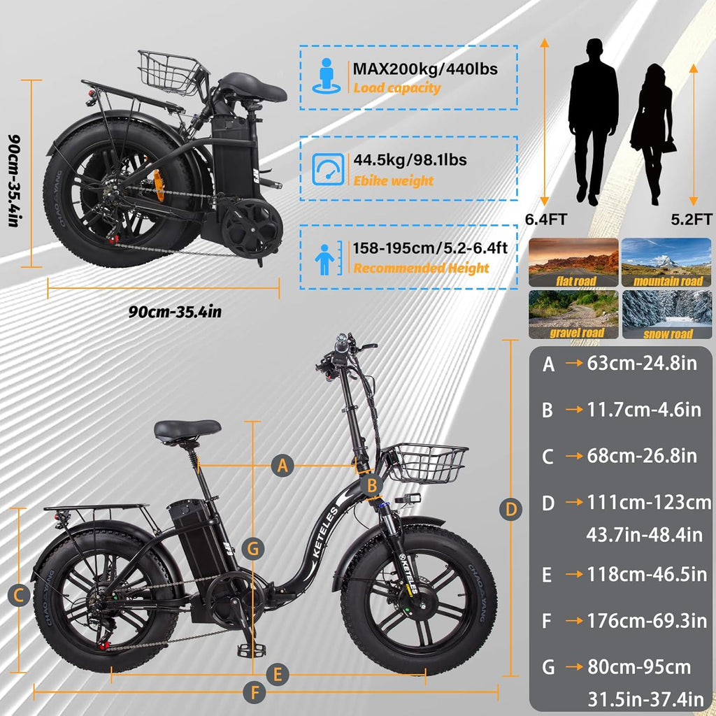 Electric Bike for Adults 2000W Folding Electric Bike Ebike with 48V 23AH Removable Battery 20''x 4.0 Fat Tire Electric Bicycle Long Range E Bike with Color Display Hydraulic Brake 7 Speed Gears