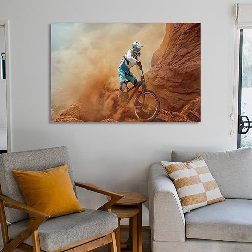 THAELY Bike Canvas Wall Art Bike Cyclocross Pictures Wall Decor Print Bike Cyclocross Posters Extreme Sport Canvas Painting Posters And Prints Wall Art Pictures for Living Room Bedroom Decor