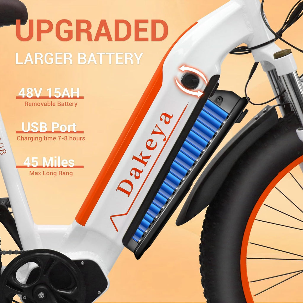 Da08 Electric Bike for Adults,1000W Brushless Motor,7-Speed with Removable 48V 15AH Battery,26" x 4.0 Fat Tire Electric Bike Up to 31MPH Off Road Beach Mountain Electric Bicycle.