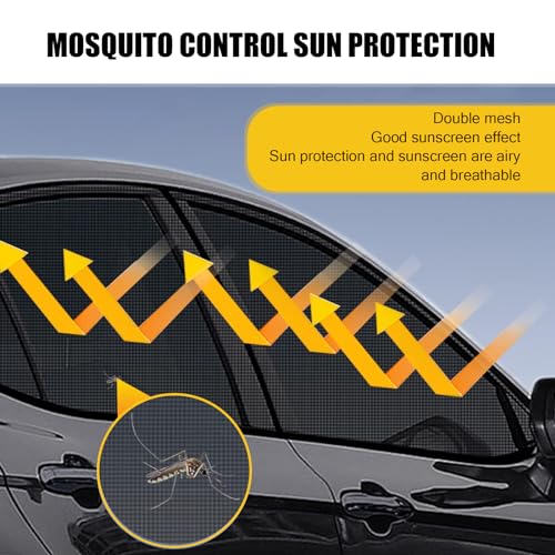 Irinidig 4 PCS Car Side Window Sunshade Net Combination Kit, Double-Layer Design Sunshade High-Density Elastic Mesh for Front Rear Window Glass, Modification Accessory, Suitable for Most SUVs