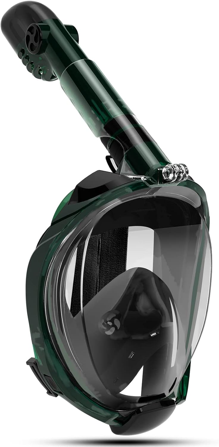 OUSPT Full Face Snorkel Mask, Snorkeling Mask with Detachable Camera Mount, Panoramic 180 Degree View Upgraded Dive Mask with Safety Breathing System, Dry Top Set Anti-Fog Anti-Leak for Adult&Kids Pack of 2