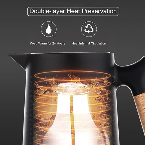 Insulated Coffee Pot Large Thermal Coffee Carafe Double Walled Thermos Household Glass Liner Coffee Pot Household Insulation Pot Vacuum Carafes Thermal Carafes, 1000ML, Bianco
