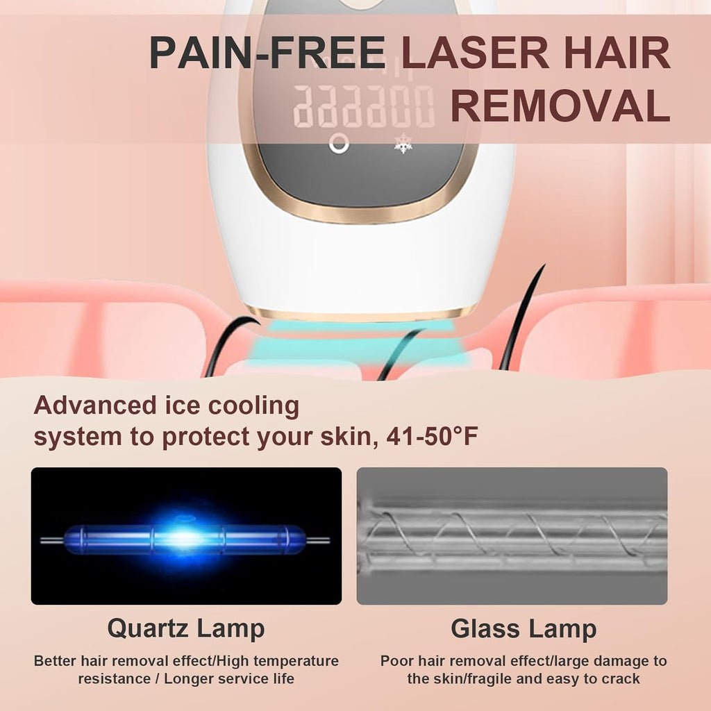 IPL Laser Hair Removal for Women and Men, Permanent and Painless Hair Removal Device, 999900 Flashes Body and Facial Hair Removal at Home with Cooling System