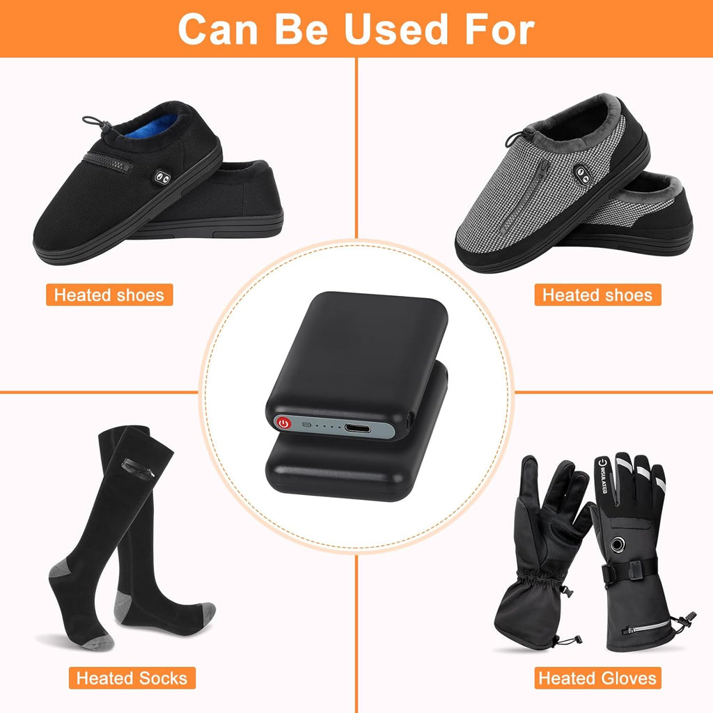 Amiable Upgraded 5V 5000mAh Li-Polymer Rechargeable Batteries, Suitable for Heated Gloves Heated Scarf Heated Socks, Heated Slippers Spare Battery (Black)