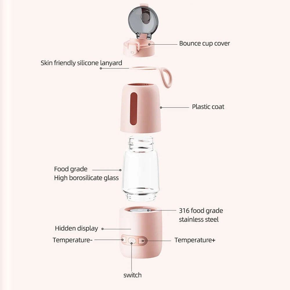 Tomshoo Wireless Instant Water Warmer, 300ml Capacity, Built in Battery, Portable Electric Kettle for Baby, Car Travel