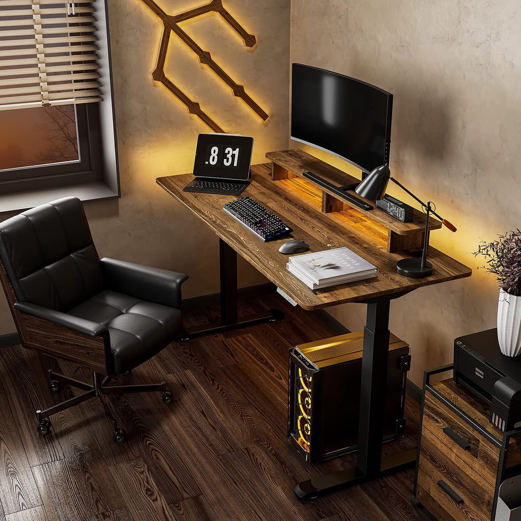 EUREKA ERGONOMIC Electric Standing Desk, 63" Height Adjustable Stand up Desk Height Adjustable Mouse & Keyboard Tray Under Desk 28x10'' Large Slide Out Swivel Tilt Computer Keyboard Drawer