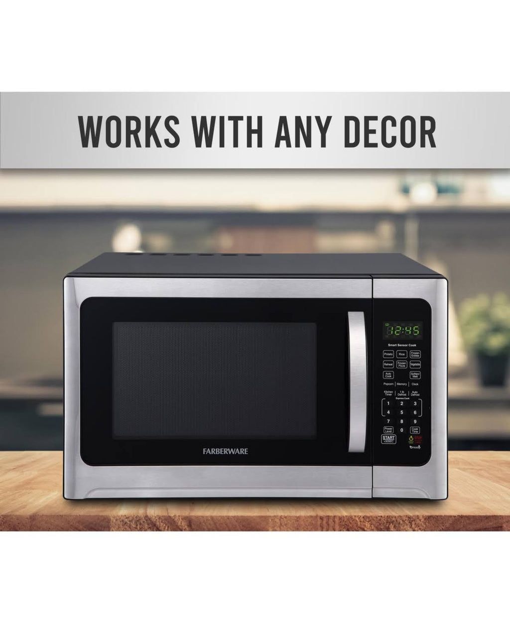 Farberware Professional 1.2 Cu. ft. 1100-Watt Microwave Oven with Sensor Cooking, Stainless Steel/Black, FMO12AHTBKE