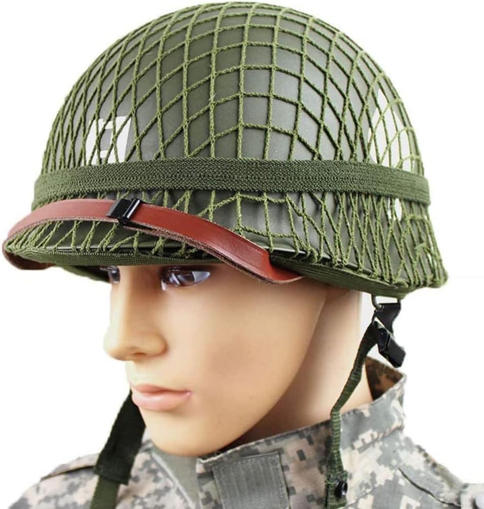 WW2 Helmet US Army M1 Replica with Net/Canvas Chin Strap DIY Painting