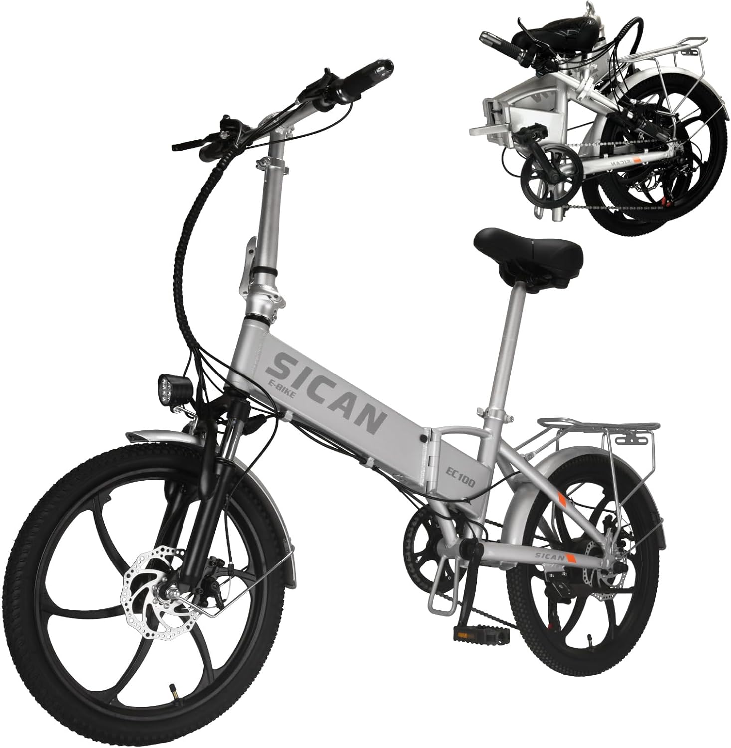 Folding Electric Bike, 850W Brushless Motor(Peak 1000W), 48V 12Ah Hidden Removeable Battery Up to 50 Miles, 3.0H Fast Charge, Weighs Only 40lbs,20" Tire Ebike, 7 Speed Gear, UL Certifiled