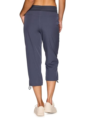 RBX Active Women's Cargo Capri Pant with Pockets Fashion Lightweight Woven with Drawstring