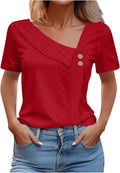 Short Sleeve Shirts for Women V Neck Womens Summer Tops 2024 Button V Neck T Shirts Trendy Casual Short Sleeve Tunic Tops Eyelet T-Shirts Tunics Pallet Sales Amazon