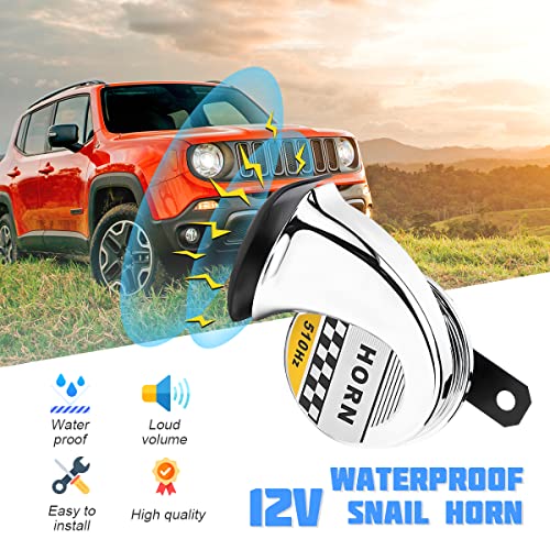 115DB 510Hz Snail Air Horn, 12V Waterproof Loud Electronic High Tone Horn, Single Sound Siren Voice Speaker, Auto Accessories Universal for Car, Motorcycle, Scooter, Bicycle, Boat, Train