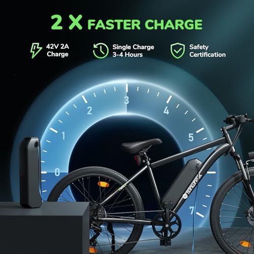 isinwheel M10 Electric Bike Adult 500W, 26" Commuting Electric Mountain Bike 20MPH Max Range 55+ Miles, Professional 35-Speed, Removable Battery, Front Fork Suspension Lightweight Electric Bicycle