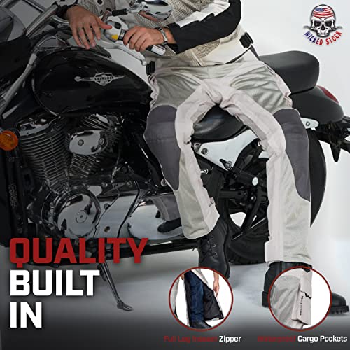 WICKED STOCK Mesh Motorcycle Pants-Motorcycle Pants Mens-Motorcycle Pants with Armor-CE LEVEL2-Motorcycle Riding Pants