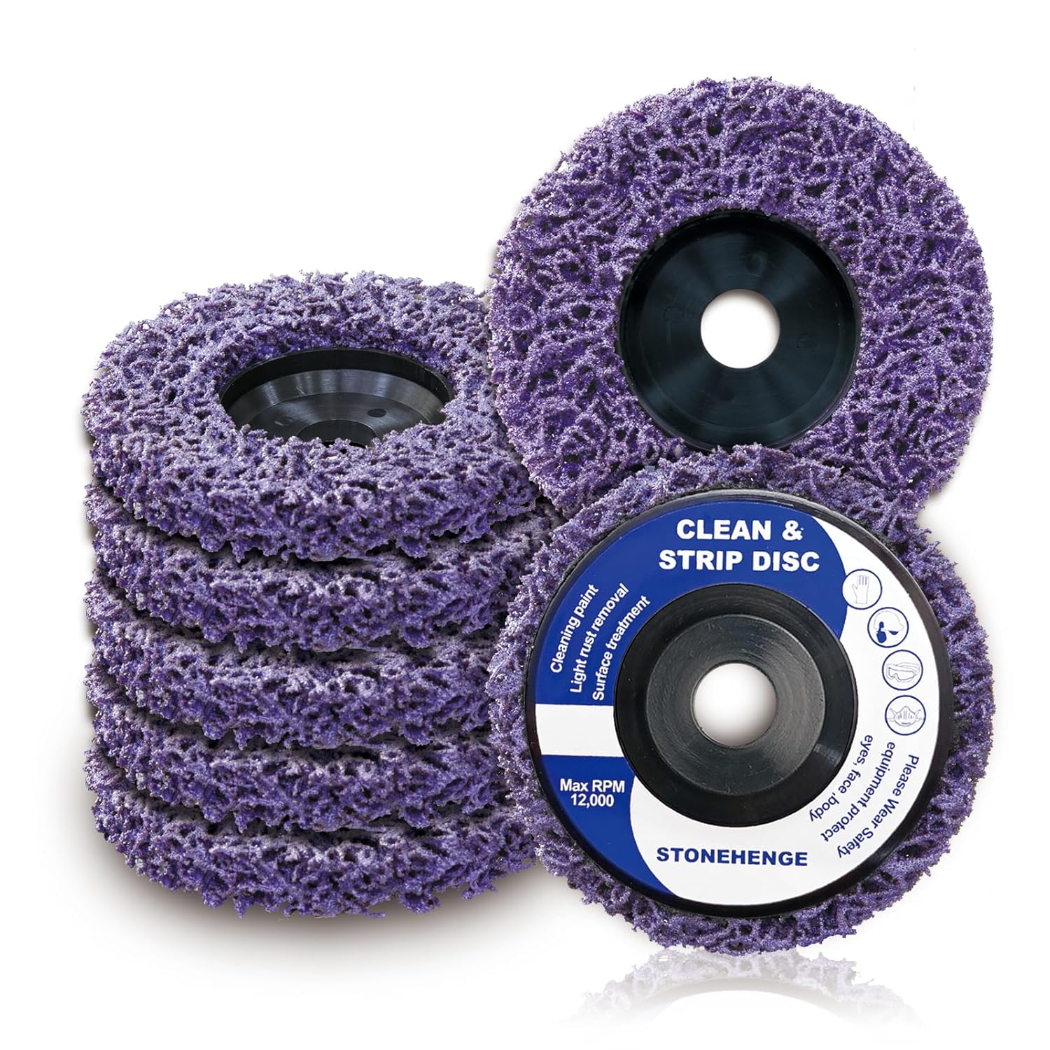 4"" x 5/8"" Strip Discs - Premium Paint Stripping and Rust Removal Wheels for Angle Grinders, Durable Abrasive Grinding Discs for Metal, Wood, and Fiberglass - 10 Pack, (Blue + Purple)