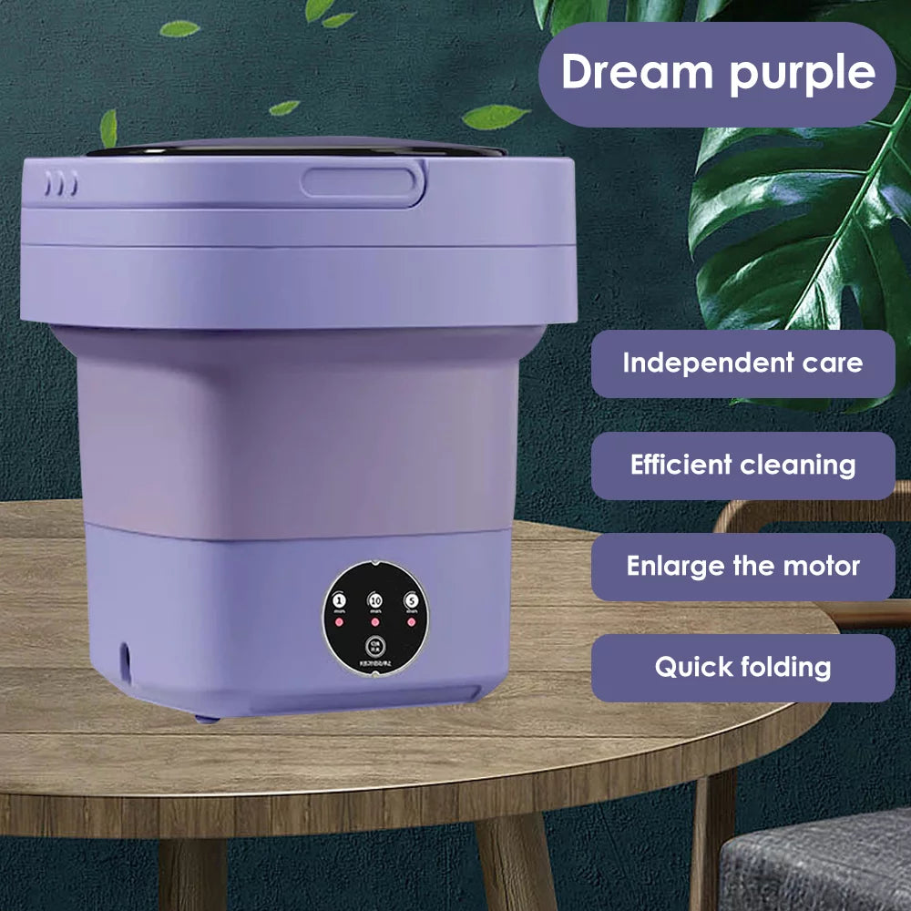 JahyShow Purple Portable Washing Machine - Foldable Design for Travel, RV, and Home