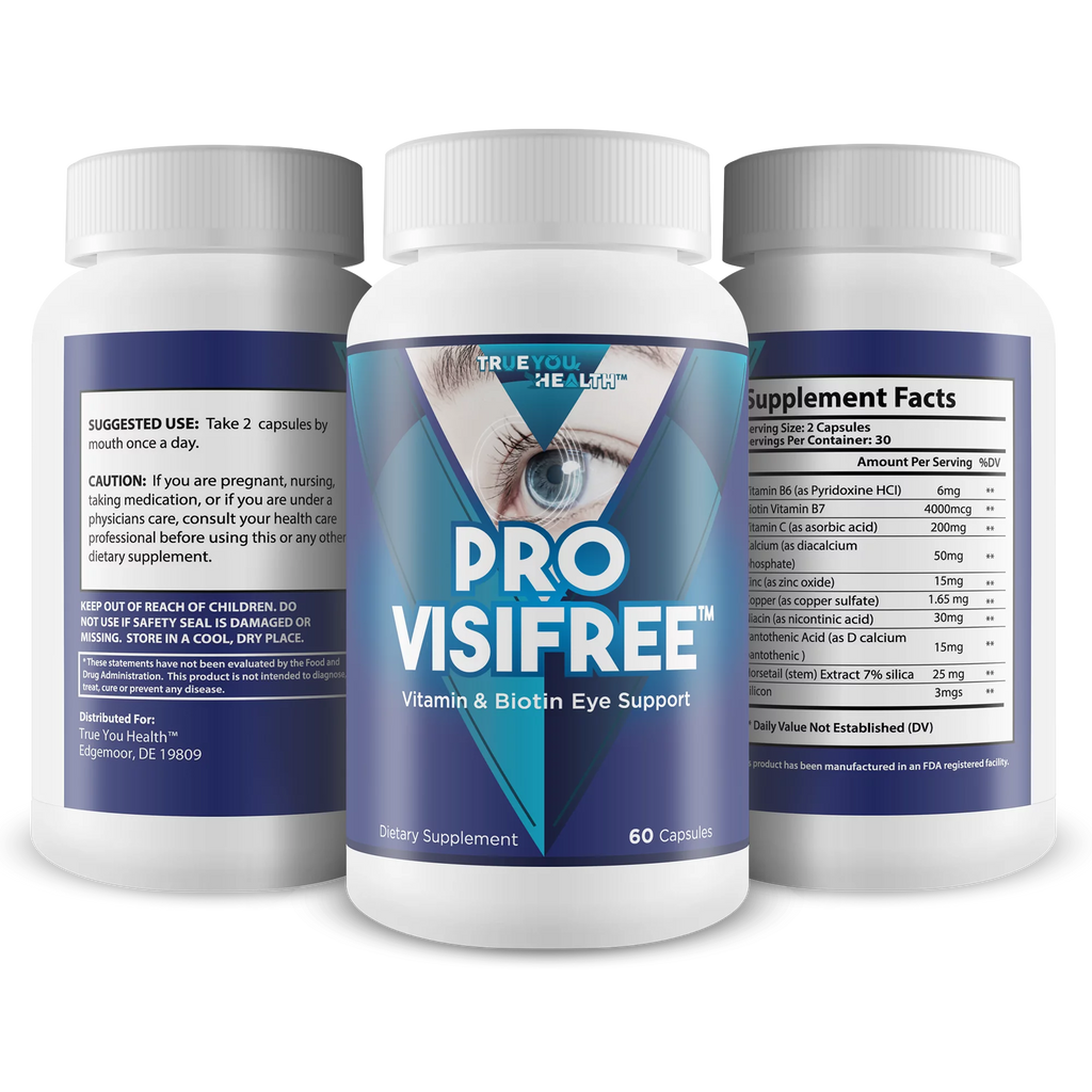 Pro VisiFree - Vitamin & Biotin Eye Support - Help Reduce Eye Sensitivity & Blurred Vision & Eye Strain with Minerals & Vitamins - Support Macula Health With Antioxidants - Natural Vision Support