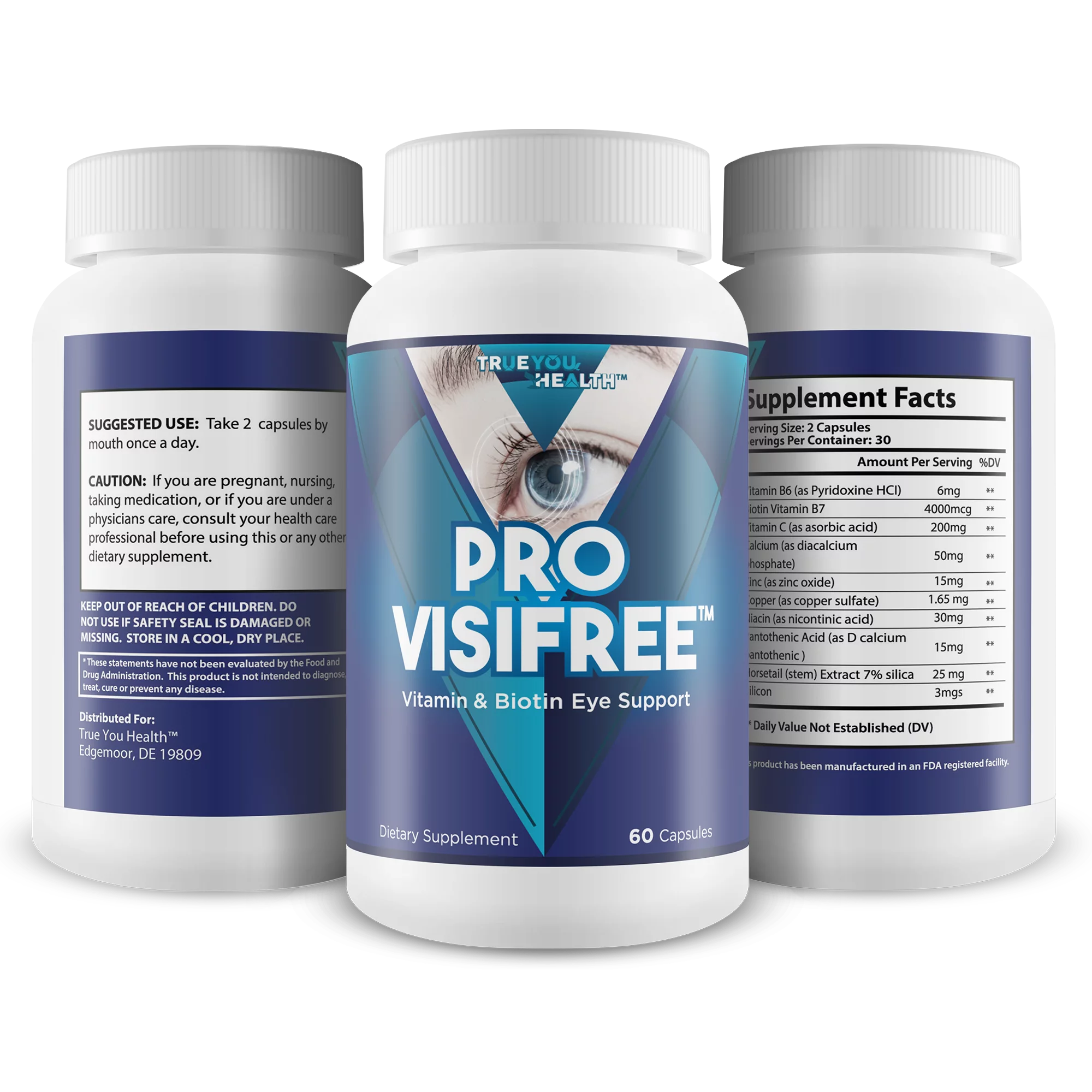 Pro VisiFree - Vitamin & Biotin Eye Support - Help Reduce Eye Sensitivity & Blurred Vision & Eye Strain with Minerals & Vitamins - Support Macula Health With Antioxidants - Natural Vision Support