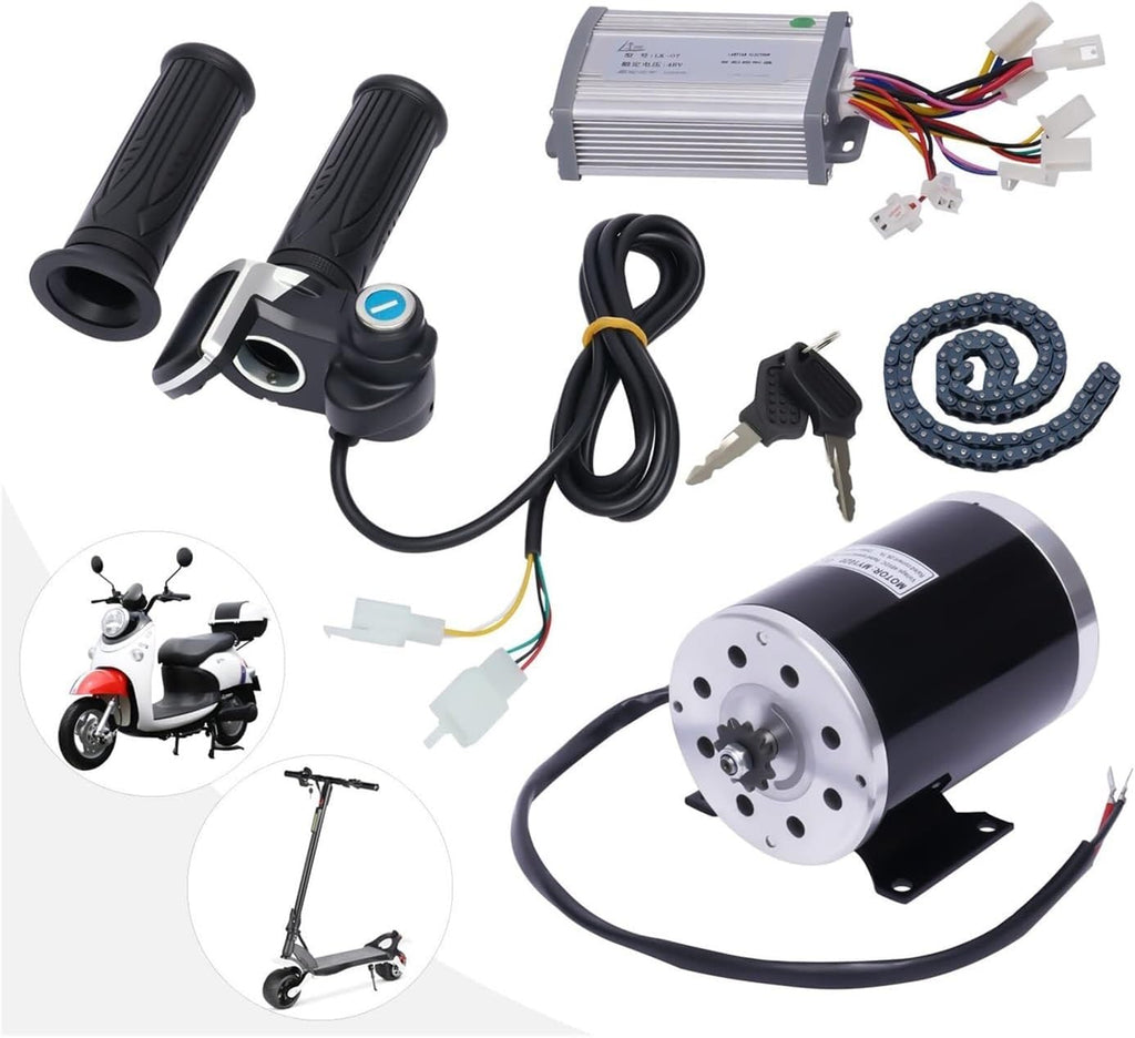 Brush Electric Bicycle Conversion Kit 48V 1000W, E-Bike Cycling Motor with Controller 3 Speed Gears for ATV Small Karts Beach Bikes Small Electric Motorcycles Bicycle