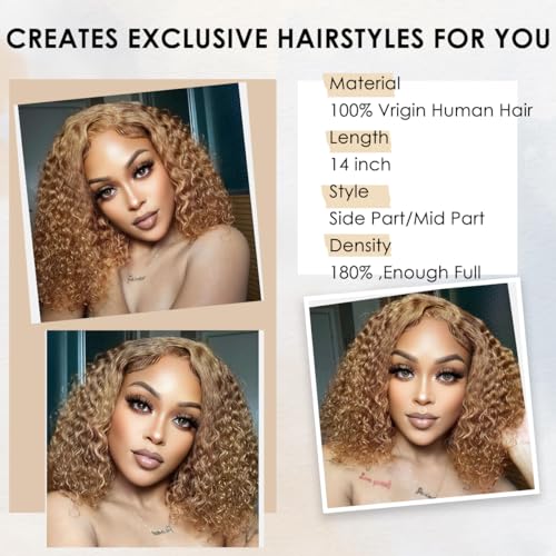 Curly Bob Wig Human Hair 13x4 Lace Front Wigs Human Hair Curly Wigs for Black Women HD Transparent Water Wave Lace Front Wigs Wet and Wavy Glueless Frontal Wigs Human Hair Pre Plucked With Baby Hair