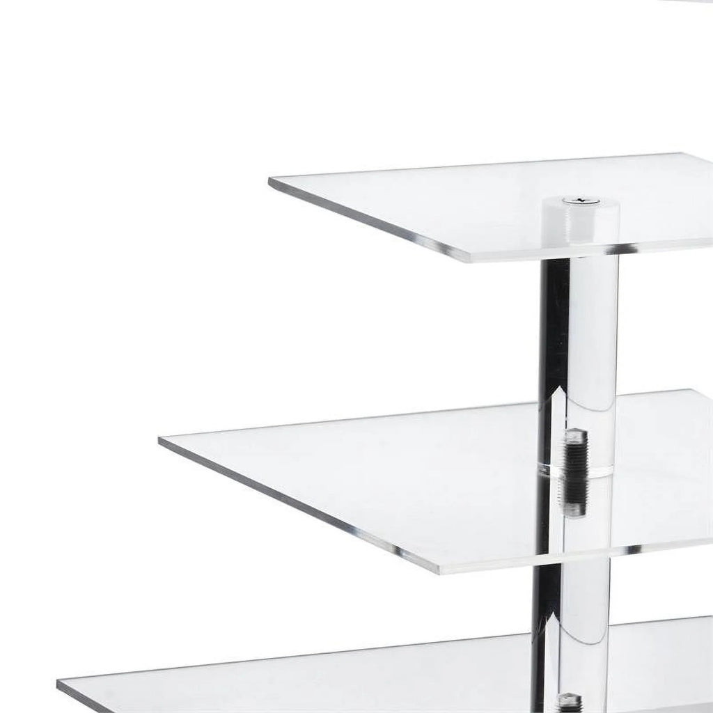 Efavormart 6 Tier Square HEAVY DUTY Acrylic Crystal Glass Clear Cupcake Dessert Decorating Stand For Wedding Birthday Party Dessert