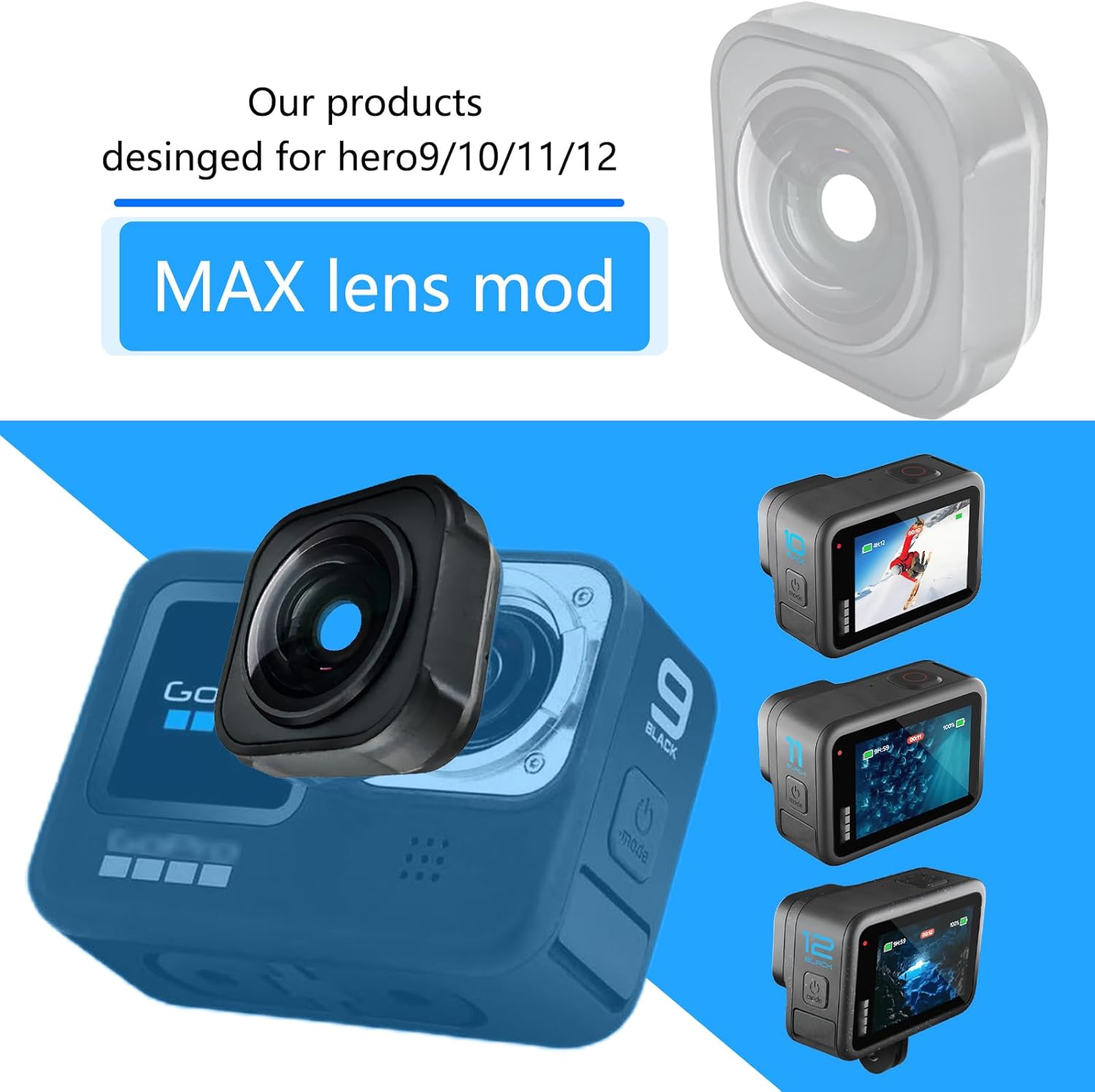 Max Lens mod Compatible with GoPro HERO9/10/11/12 Black -