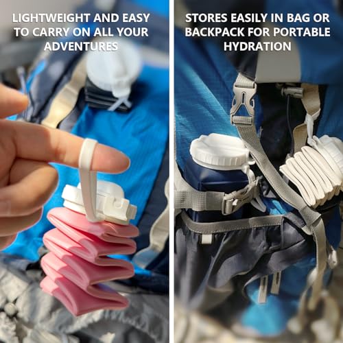 BEAUTAIL Collapsible Water Bottles, Silicone Foldable Portable Water Bottle 610ml, Lightweight Reusable Leakproof for Travel Camping Hiking Cycling Yoga Sports Outdoor
