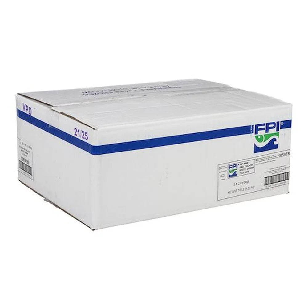 FPI Raw Peeled Deveined Tail Off White Shrimp 21 to 25 Count, 2 Pound -- 5 per case