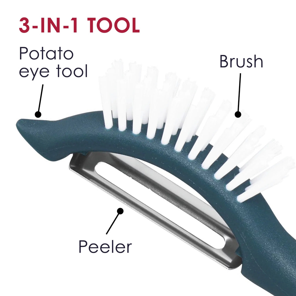 Rachael Ray Kitchen Prep Garbage Bowl, Veg-a-Peel, and Bench Scrape Set, 3-Piece, Sea Salt Gray