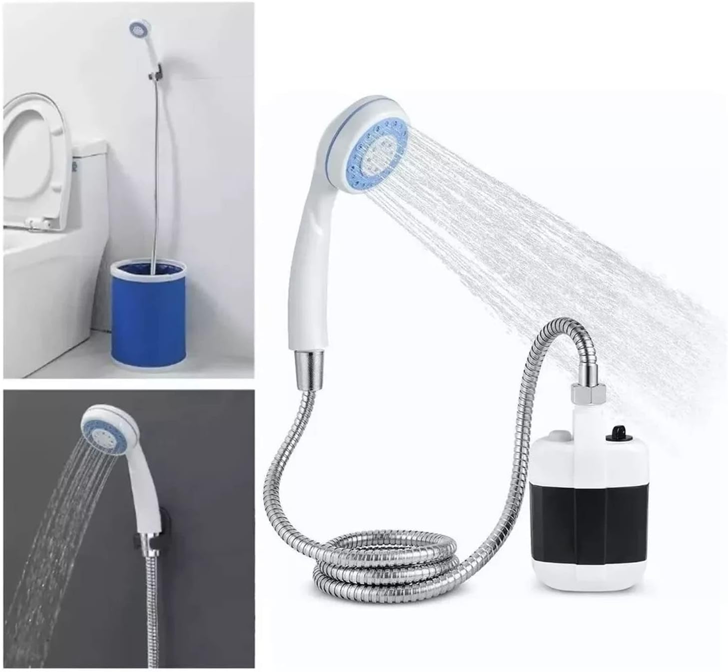 Portable Shower, Outdoor Electric Shower Battery Powered Pump Shower Head Nozzle for Camping, Hiking, Traveling, Washing