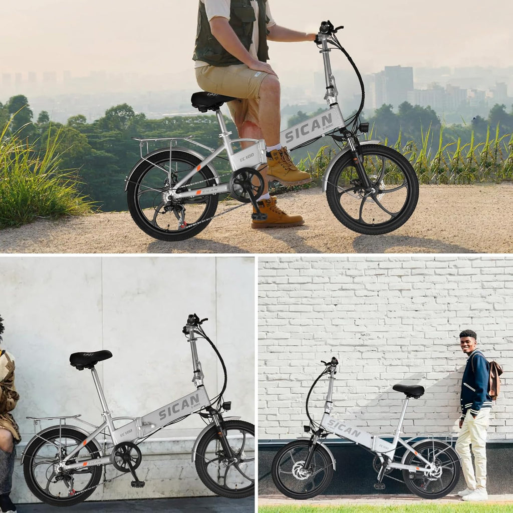 Folding Electric Bike, 850W Brushless Motor(Peak 1000W), 48V 12Ah Hidden Removeable Battery Up to 50 Miles, 3.0H Fast Charge, Weighs Only 40lbs,20" Tire Ebike, 7 Speed Gear, UL Certifiled