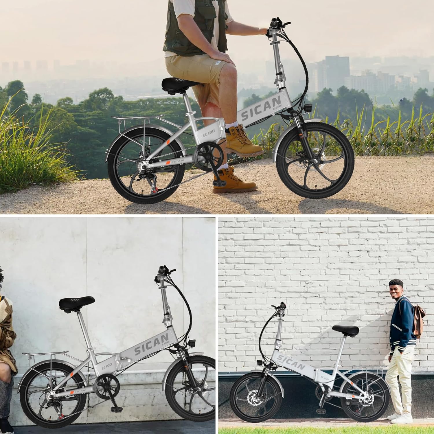 Folding Electric Bike, 850W Brushless Motor(Peak 1000W), 48V 12Ah Hidden Removeable Battery Up to 50 Miles, 3.0H Fast Charge, Weighs Only 40lbs,20" Tire Ebike, 7 Speed Gear, UL Certifiled