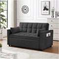 TONDI 55 Inch Convertible Sleeper Sofa 3 in 1 Velvet Small Loveseat with Pull Out Bed, Reclining Backrest, Light Gray,Sofa Couch, qz-7461