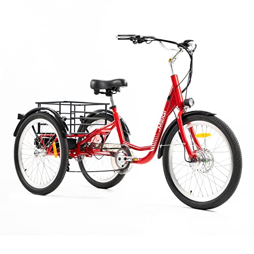 DWMEIGI Step Thru Electric Tricycle for Adult, 350W 36V 13AH Electric Trike 7 Speed with 24" Wheel for Men Women