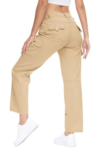 YSENTO Womens Cargo Hiking Pants with 6 Pockets Lightweight Stretch Quick Dry Camping Travel Pants Roll Up