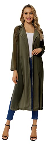 Begonia.K Women's Long Sleeve Chiffon Lightweight Maxi Sheer Duster Cardigan